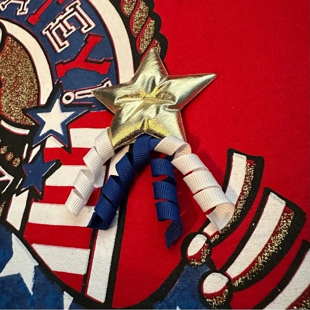 Vintage Bull Frog Girls Outfit Shorts & Tshirt 10 USA Red White Blue Stars Flag